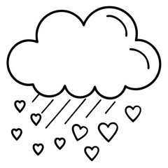 Cloud Drizzling Love Line Art Design