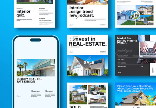 Real Estate Social Media Post Template Design Layout