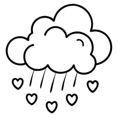 Cloud Drizzling Love Line Art Design