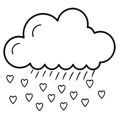 Cloud Drizzling Love Line Art Design
