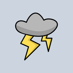 Thunderstorm cloud element or logo. cartoon style vector illustration.