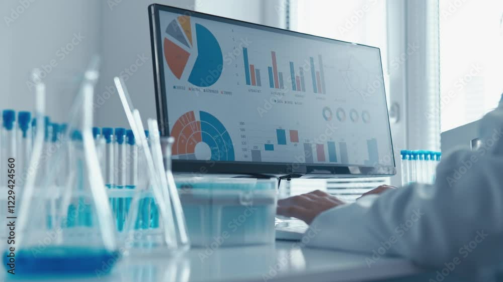 Aufkleber In a wellequipped lab, a skilled scientist analyzes complex data with advanced tools and collaborates with colleagues on research projects, significantly contributing to science and innovation
