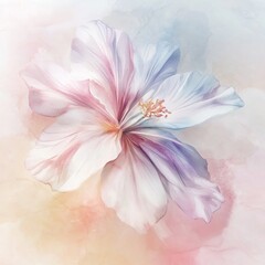Fototapeta premium A stunning watercolor illustration of a flower with soft pastel colors, showcasing delicate petals in an abstract artistic style.