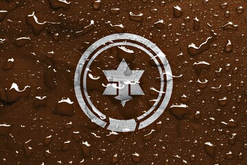 Flag of Matsumoto with rain drops