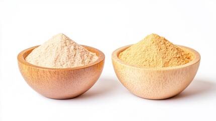 Garlic and Onion Powder in Wooden Bowls for Culinary Use