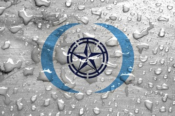 Flag of Ebetsu with rain drops