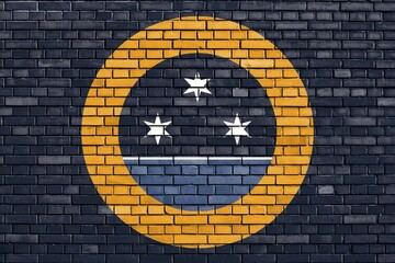 Flag of Rochester painted on brick wall