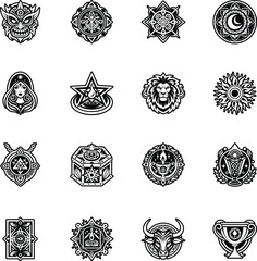 Set of Tarot Signs Glyph Style Icons 

