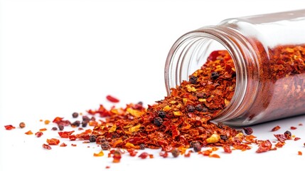 Bright Red Smoked Paprika Spilling from a Glass Jar Close Up