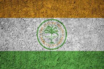 Miami Florida Flag painted on the cracked grunge concrete wall