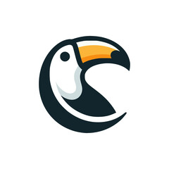 toucan bird wild animal cartoon character logo vector illustration template design