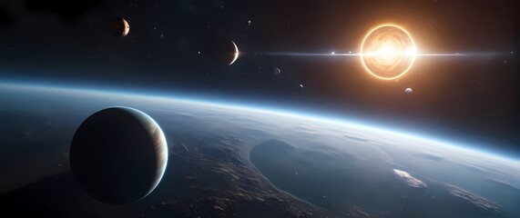 A tasteful combination of bright planets orbiting in harmony within a distant galaxy