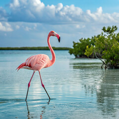 flamingo in the water