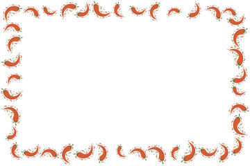Hot chili red pepper border frame banner. Vegetable spicy pepper poster