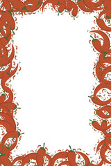 Hot chili red pepper border frame banner. Vegetable spicy pepper poster