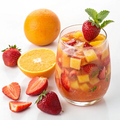 fruit cocktail with strawberries
