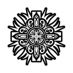 A glyph style icon of solar cross symbol