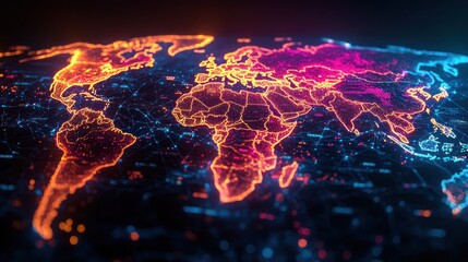 Global network data flow, digital map