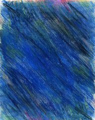 青色のオイルパステルで描いた質感のある背景素材