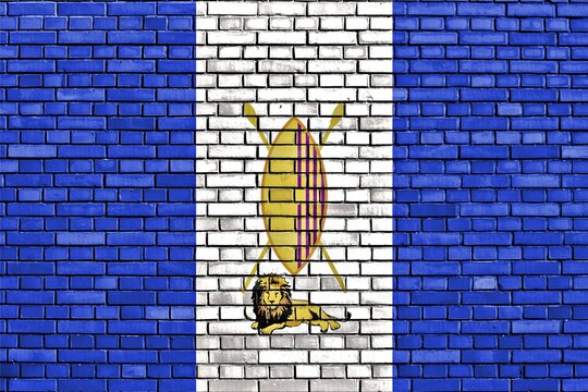 Flag of Buganda painted on brick wall
