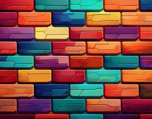 Obraz premium ブロック レンガ タイル カラフル 壁紙 背景