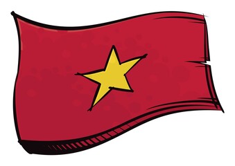Socialist Republic of Vietnam national flag created in graffiti paint style
