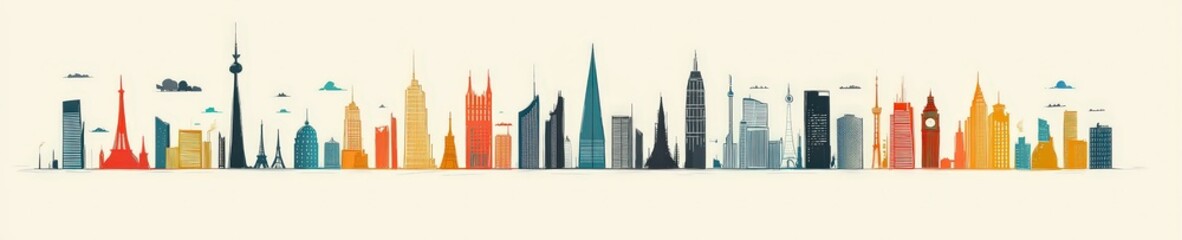 Fototapeta premium Colorful City Skyline Illustration Design