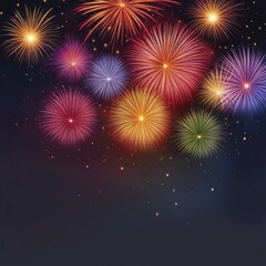 Naklejka premium A collection of colorful fireworks lighting up the night sky in various shapes and sizes, AI generated