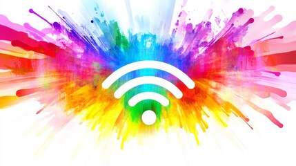 Obraz premium Wi-Fi symbol with bright visual design represents seamless connectivity and modern communication technology. Emphasizing the importance of wireless networks in today's digital world.