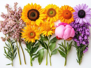 Colorful flower arrangement on white background