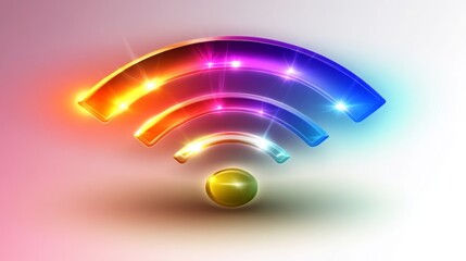 Obraz premium Wi-Fi symbol with bright visual design represents seamless connectivity and modern communication technology. Emphasizing the importance of wireless networks in today's digital world.