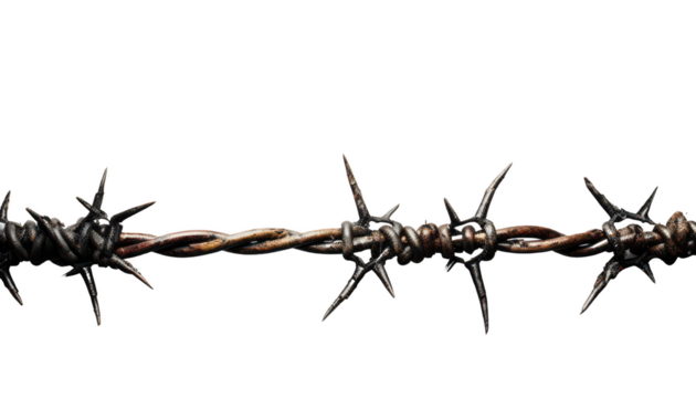 Set of four barbed wires isolated on transparent background - Powered by Adobe