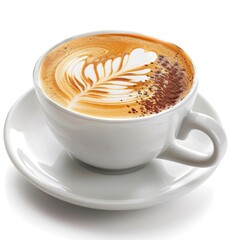 A cup of coffee latte in white background