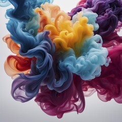 Obraz premium Colorful abstract paint with organic shapes in purple, orange, and blue hues creating a fluid artistic impression, AI generated