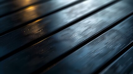 Dark wood planks close-up, outdoor setting, shallow depth of field, warm light reflections.  Use website background, texture