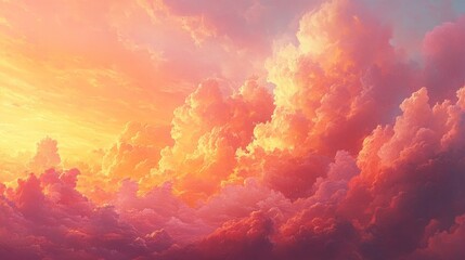 Naklejka premium Majestic sunset clouds over serene landscape nature photography dreamy atmosphere