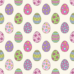 Seamless pattern with bright and colorful Easter eggs.