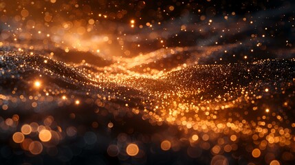 Naklejka premium Golden particles wave abstract background, perfect for luxury, technology, or celebratory designs