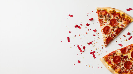 National Employee Appreciation Day. Delicious pizza slices with toppings and festive confetti
