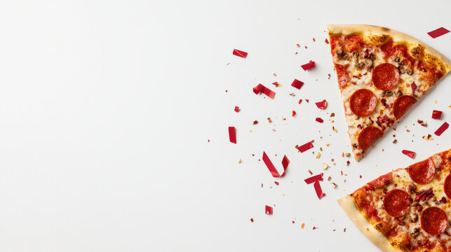 National Employee Appreciation Day. Delicious pizza slices with toppings and festive confetti