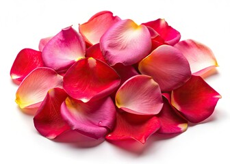 Isolated Rose Petals on White Background - Documentary Photography