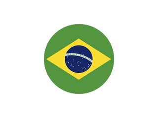 Circular design inspired by the flag of Brazil with green, yellow, blue, and white