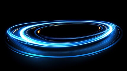 Electric Blue Light Trails, Dynamic Swirls On a Black Background, Abstract Energy Pattern