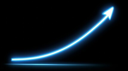 Neon Blue Ascending Graph Line on a Dark Background, Representing Growth, Progress, and Success