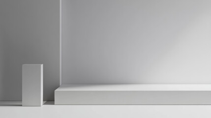 Fototapeta premium Minimalist white interior with geometric shapes