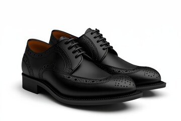 Stylish black brogue shoes with classic design for formal occasions and business events.