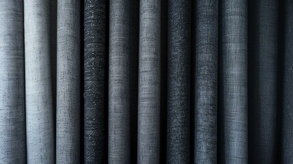 Shades of Grey Fabric Rolls, Close-Up Texture, Design Background, Textile Industry