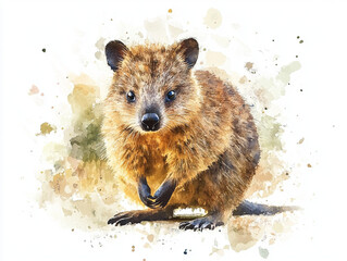 a water-color drawing of an Australian marsupial quokka