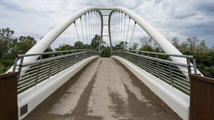 Pedestrian, bicycle and equestrian bridge over the Ombrone, Parco Regionale della Maremma, near...