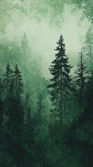 Obraz premium Misty Forest Landscape, A Tranquil Nature Scene